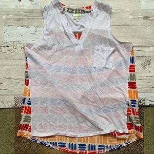 Porridge Mixed Fabric Abstract Muscle Tee